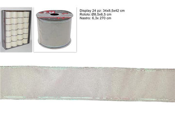 Christmas Nastro Glitterato 6,5X270Cm Bianco