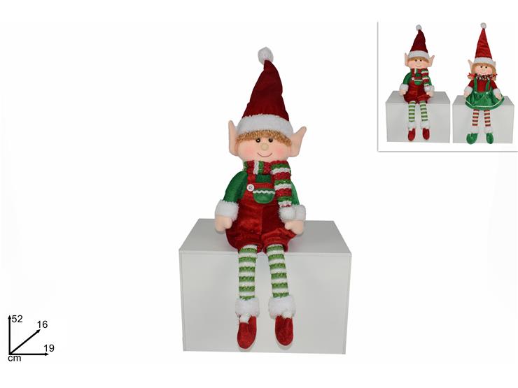 Christmas Elfo Seduto Con Abito Natalizio 2 Ass.