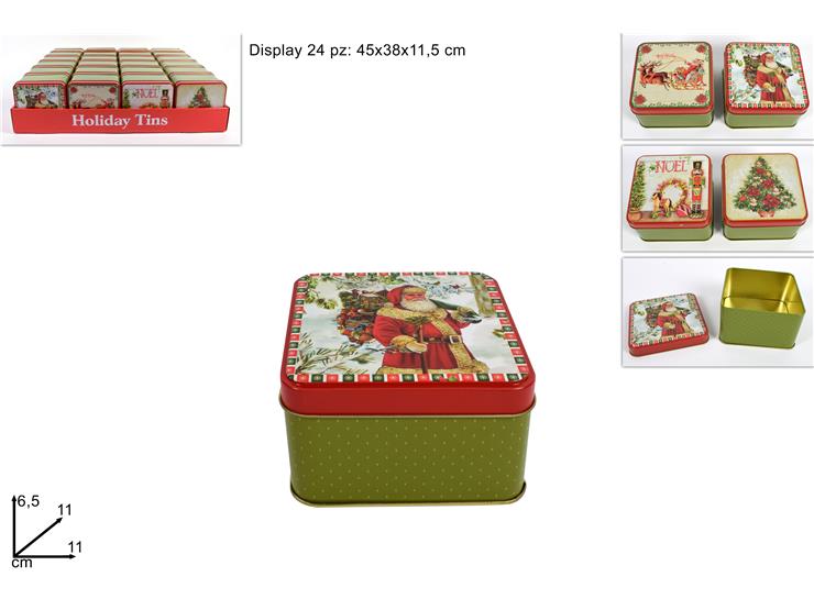 Christmas Scatola In Latta Quadrata Decoronatalizio