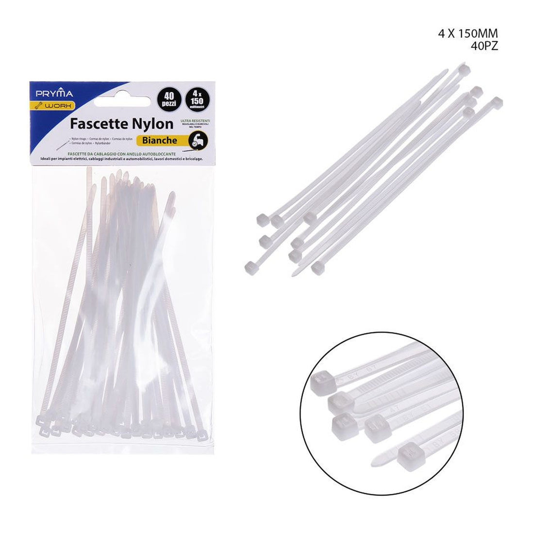 Dc - Fascette Nylon Bianche 4X150Mm 40Pz