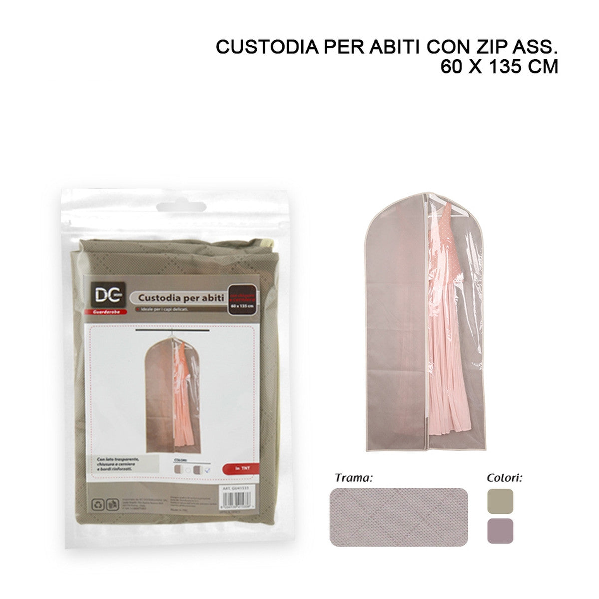 Dc - Custodia Abiti Tnt C/Zip 60X135Cm