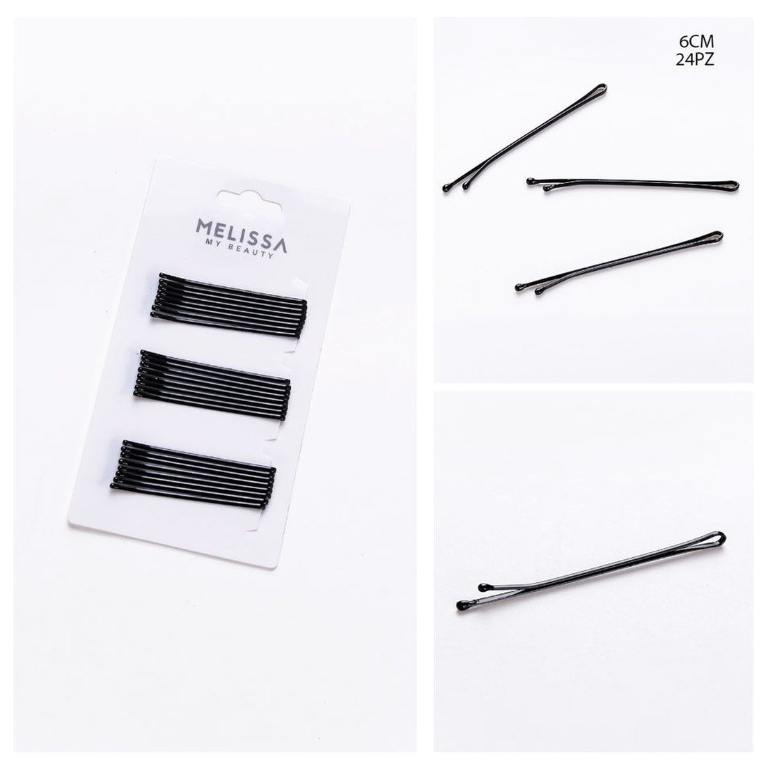 Melissa - Mollette Capelli S/Nichel Nere 6Cm 24Pz