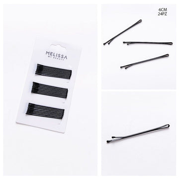 Melissa - Mollette Capelli S/Nichel Nere 6Cm 24Pz