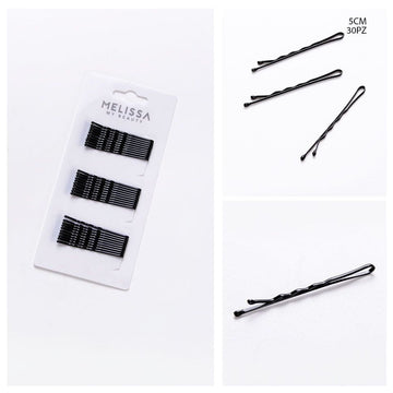 Melissa - Mollette Capelli Senza Nichel Nere 5Cm 30Pz