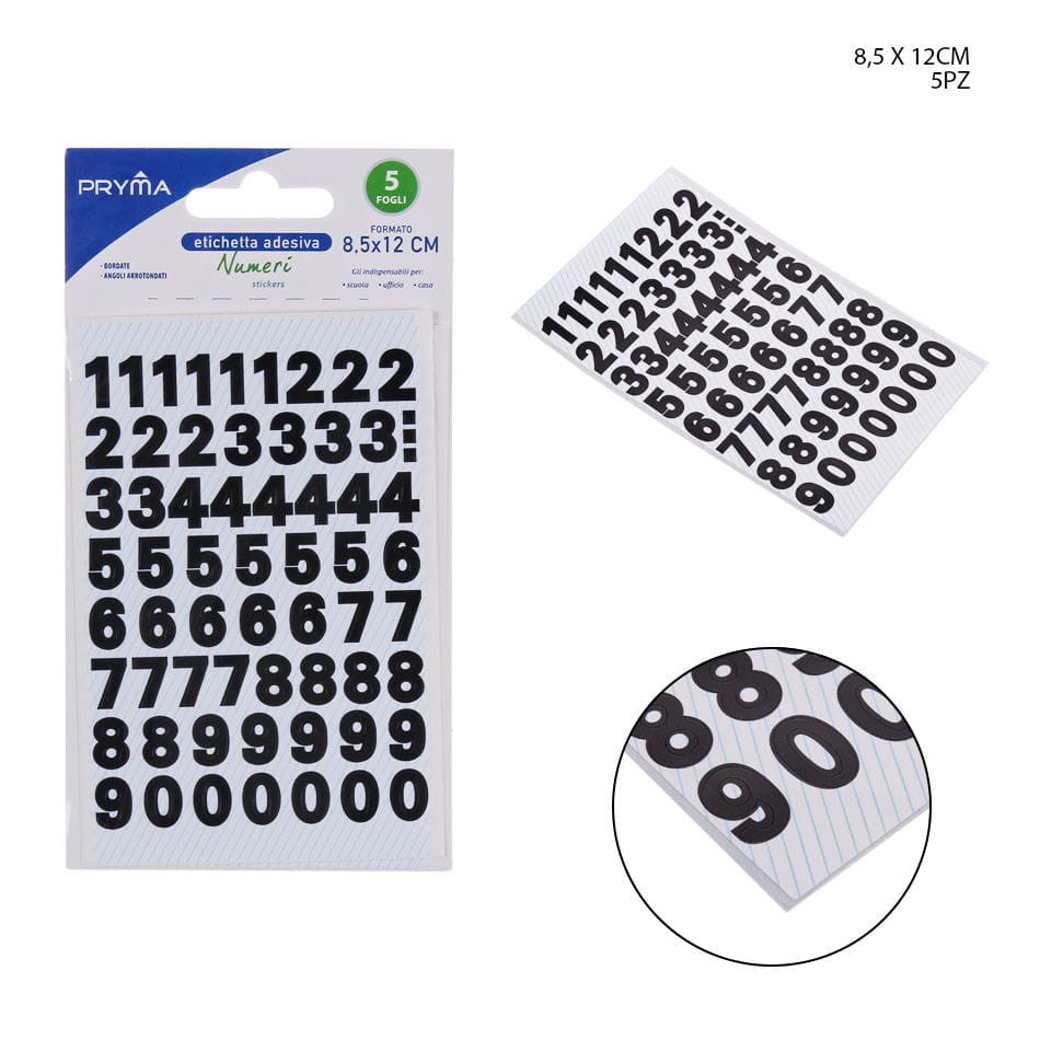 Pryma - Adhesive Label Numbers 8.5X12Cm