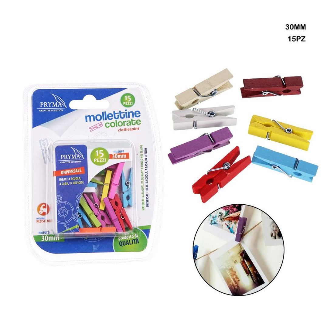 Pryma - Mollettine Colorate 30Mm 15Pz
