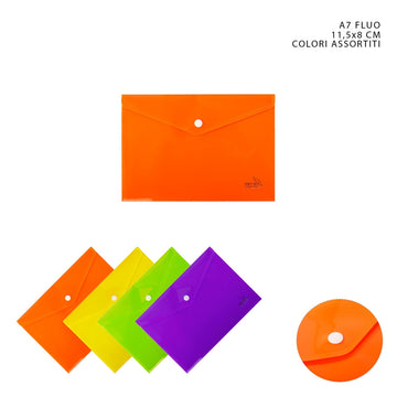 Pryma - Busta c/bottone A7 11.5x8Cm fluo