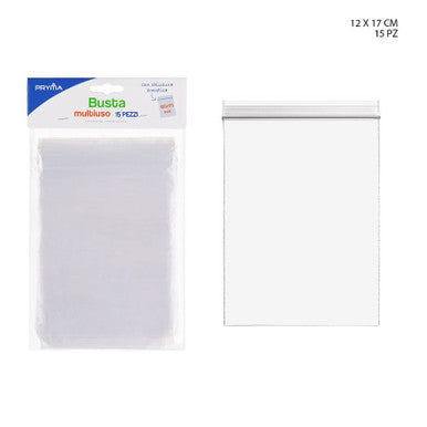 Pryma - Busta in pe c/chiusura ermetica 12x17Cm 15Pz