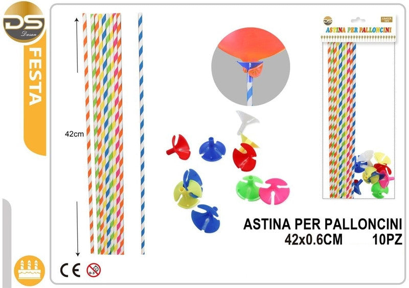 Dz - Party Asta Per Palloncini In Carta Colori Ass.3
