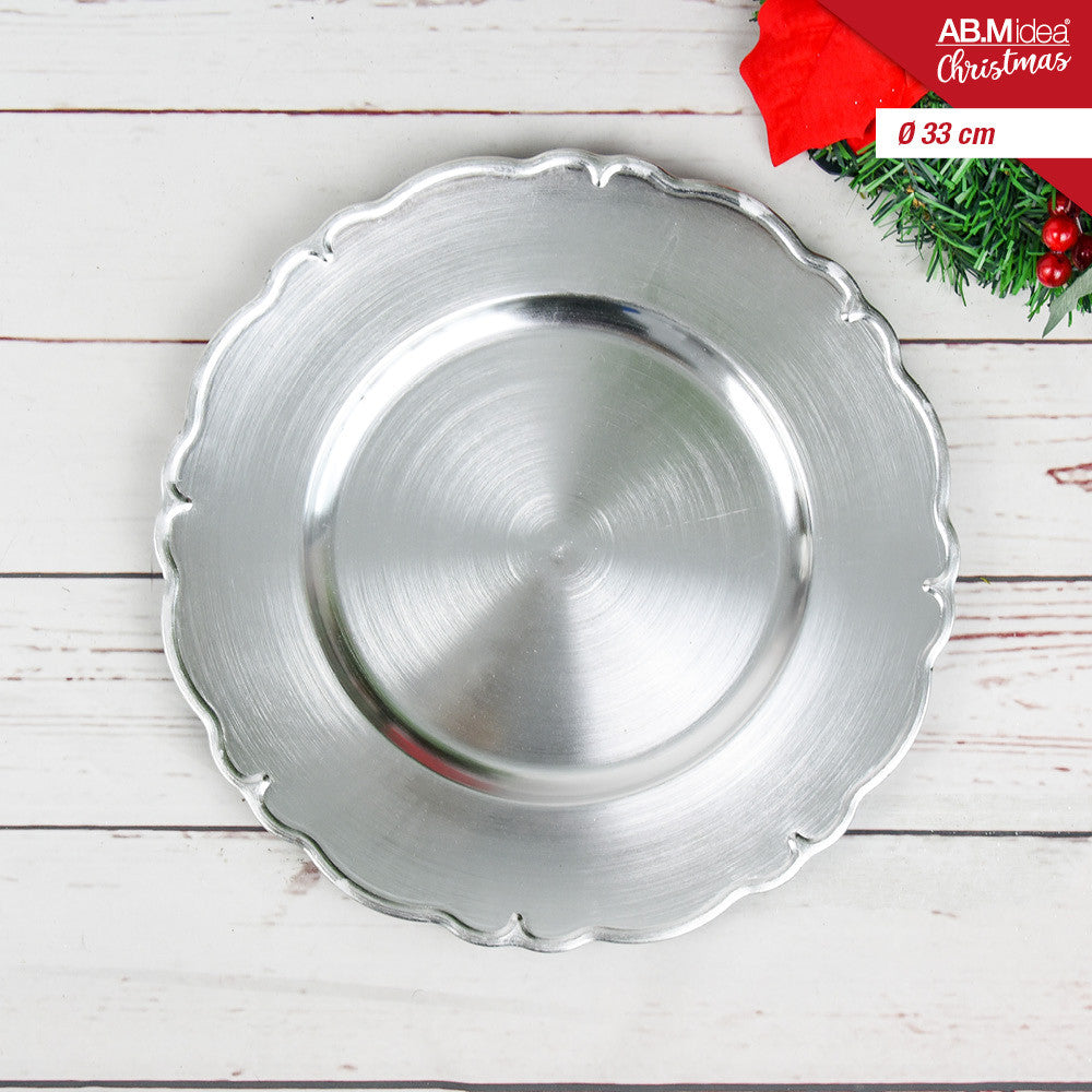 Ab.M Piatto Segnaposto Natale Ø33 cm Silver