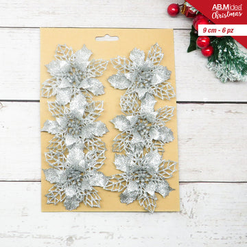 Ab.M Fiore Plastica Silver Cm.9 Pz.6