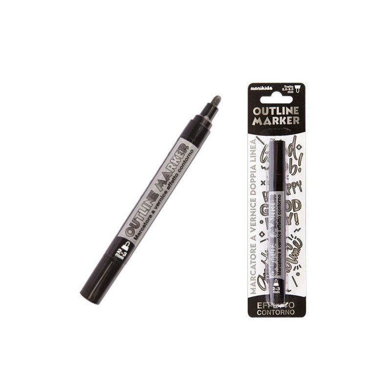 Nik Pen Double Line 2-3Mm Silver/Nero Bl 12