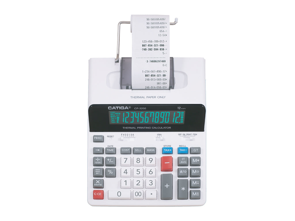 Nik Calcolatrice 12 Digit Scrivente Termica Bianca