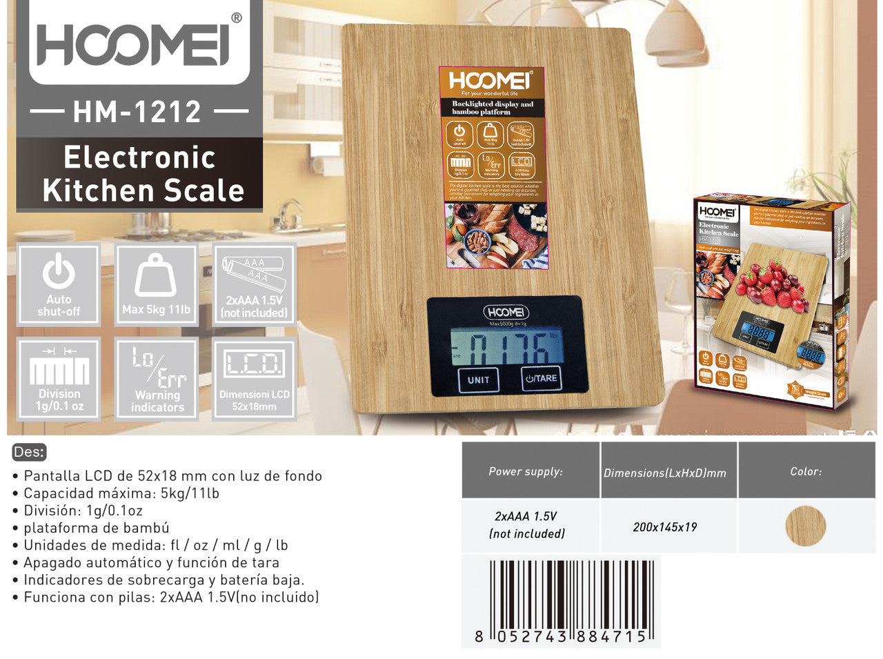 Hoomei - Bilancia Elettronica Da Cucina