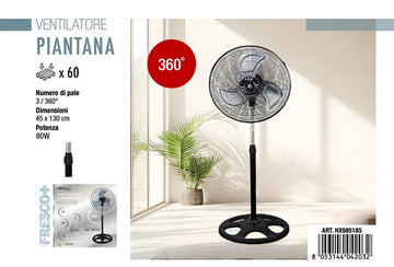 ab.m ventilatore piantana metallo 3 velocita(360gradi) d50cm