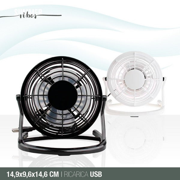 Ab.M Ventilatore Desktop Usb Ricarica Cm.14,9X9,6X14,6