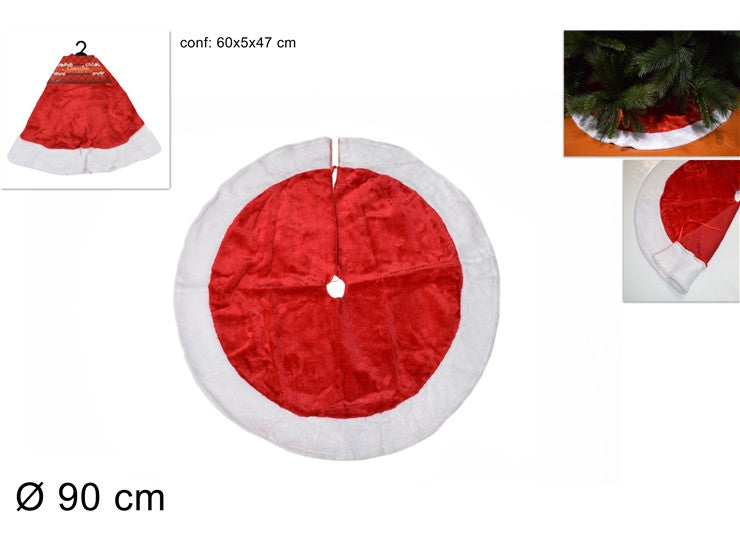 Christmas Tappeto Albero 80Cm Pelliccia Rosso E Bianco 20Zs0