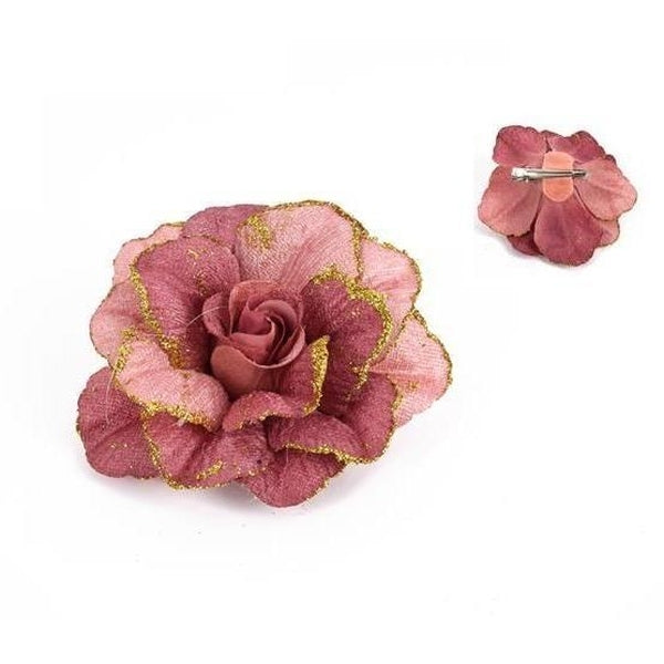 Christmas Pinzone Fiore Rosa C/Glitter Oro 2019312