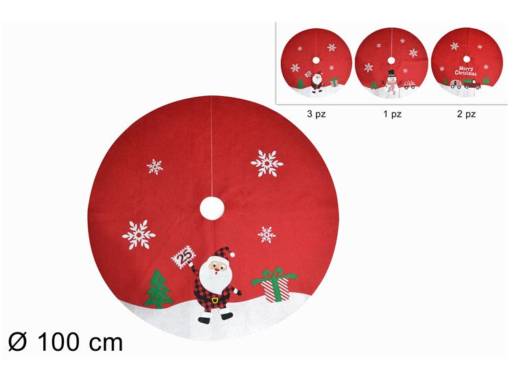 Christmas Tappeto Albero 100 Cm In Feltro 3 Ass Hy21029