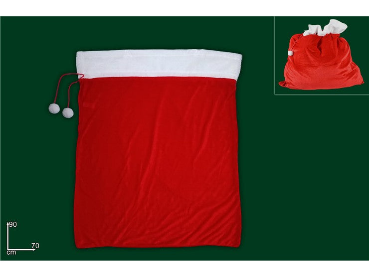 Christmas Sacco 70X90Cm Velluto E Pelliccia Babbo Natale Hy2