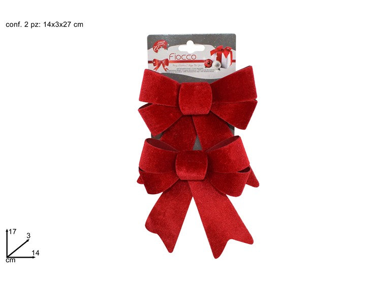Christmas Fiocco Velluto Rosso 17Cm Set 2 Pz Hj21-1201R-H