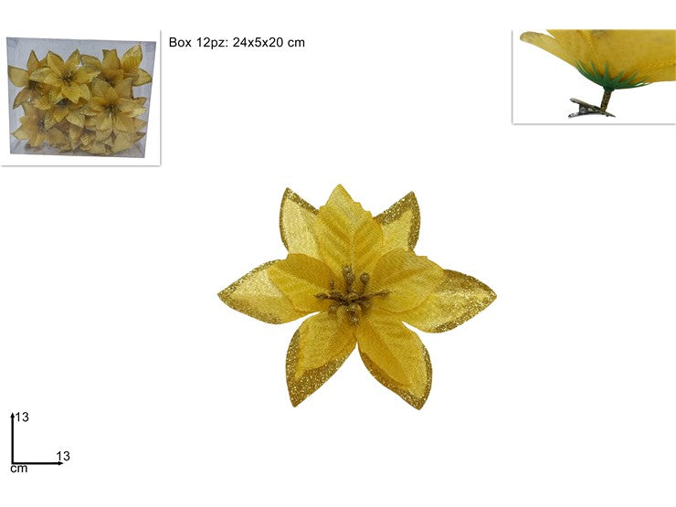 Christmas Stella Di Natale Con Pinzetta 13Cm