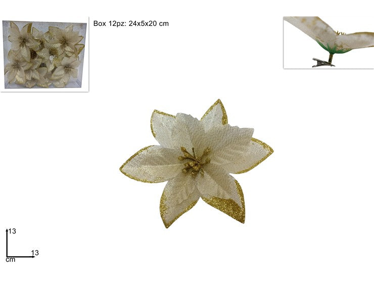 Christmas Stella Di Natale Con Pinzetta 13Cm In Pvc Box Cham