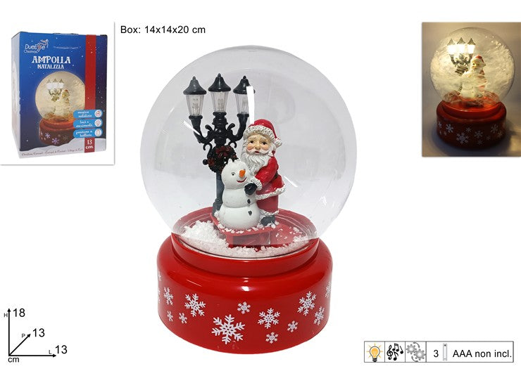 Christmas Ampolla Plastica 13Cm B.Natale Con Pupazzo Di Neve