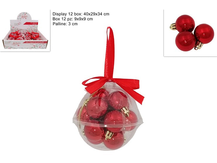 Christmas Palle Lucide 3Cm Rossa Set 12Pz