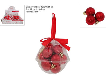 Christmas Palle Lucide 3Cm Rossa Set 12Pz