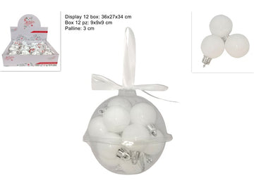 Christmas Palle Lucide 3Cm Bianco Set 12Pz