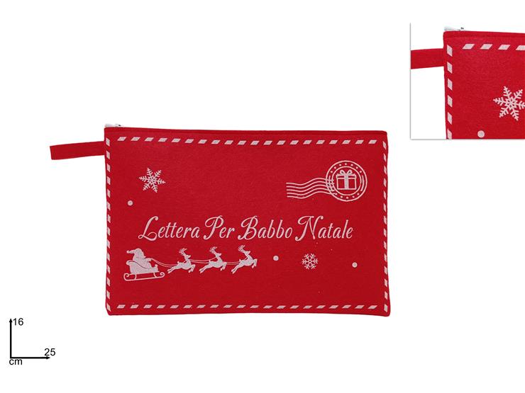 Christmas Pochette Feltro Lettera X Babbonatale 25X16 Rosso
