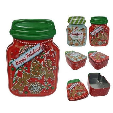 Christmas Scatola A Barattolo 15X9.5 In Latta Decoro Biscott