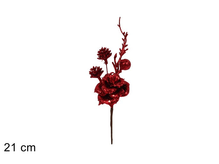 Christmas Stelo Fiore Glitterato 21 Cm Rosso Tyj25-104/Red