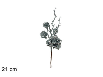 Christmas Stelo Fiore Glitterato 21 Cm Silver