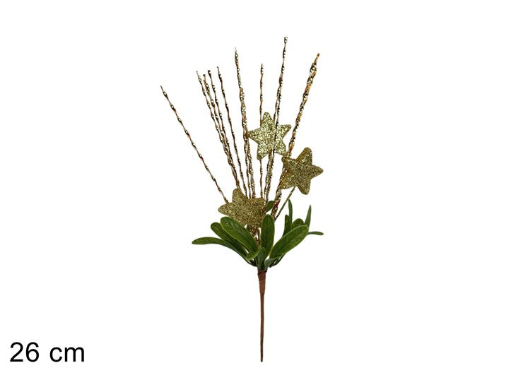 Christmas Stelo Fili Laminati Oro C/Stelle 26 Cm