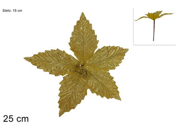 Christmas Stelo Fiore Glitterato Oro