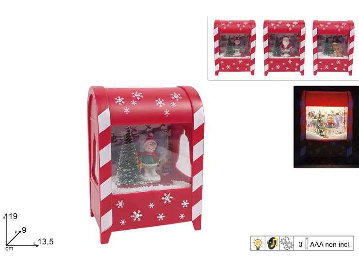 Christmas Scenario Cassetta Postale 19Cm Con Musica Moviment