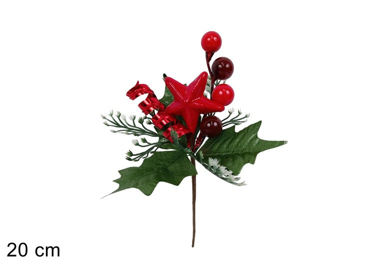 Christmas Spillone 20Cm Con Stella E Bacche 855655B