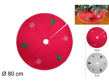 Christmas Sotto Albero 80Cm In Feltro C/Decoro Albero 2 Col