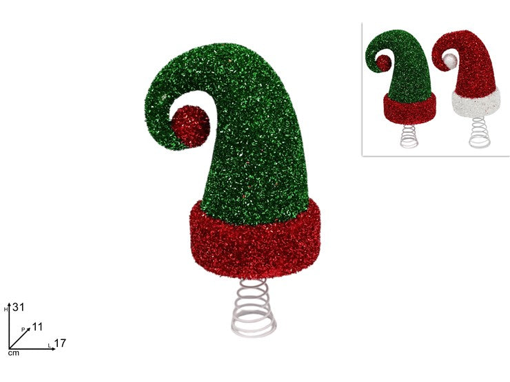 Christmas Puntale Albero Cappello 31Cm 2Ass Rdts-G007