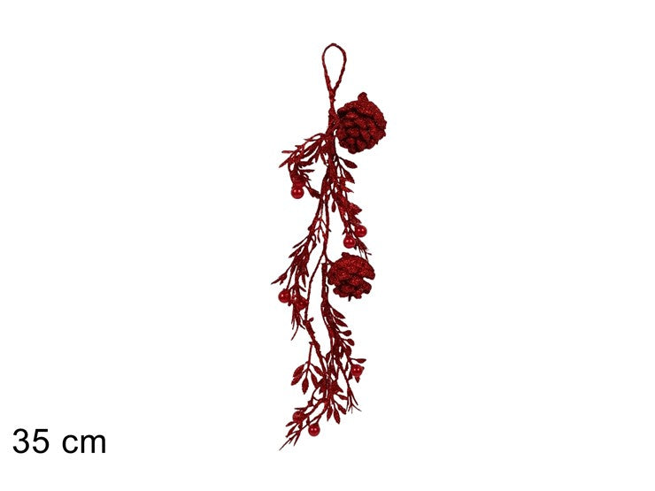 Christmas Fascina Glitterata 35 Cm C2 Pigne Rosse Sa19523-1R