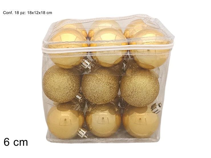 Christmas Palle 6Cm 18Pz Oro In Borsa Pvc39A18E05/Xdg