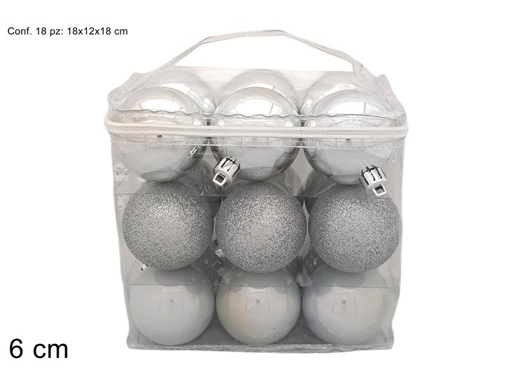 Christmas Palle 6Cm 18Pz Silver In Borsa Pvc39A18E05/Xs