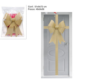 Christmas Fiocco Per Porta Ingrsso Glitterato Oro
