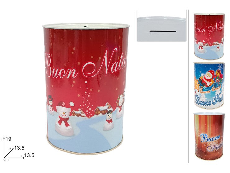 Christmas Salvadanaio Latta Grande Natalizio 3Ass