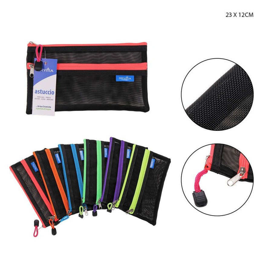 Pryma - Pencil case with zip fluorescent assorted colors