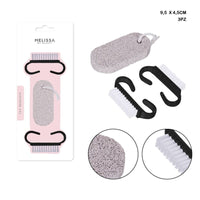 Melissa - Pumice Stone + 2 Brushes 9.5X4.5Cm
