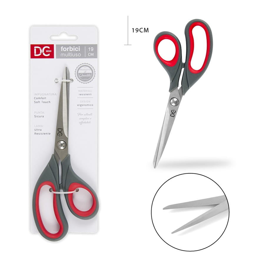 Dc - Forbici Multiuso 19Cm Bicolore Rosso/Grigio