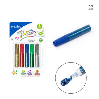Pryma - Colla Glitter 6G 5Pz Ass.